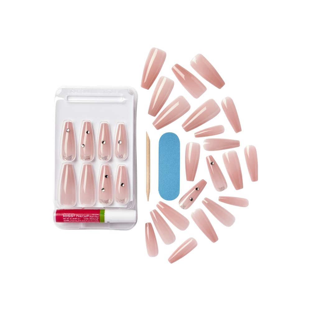 KISS False Nails Kit | Bare but Better Ready-to-Wear X-Long Coffin Nails