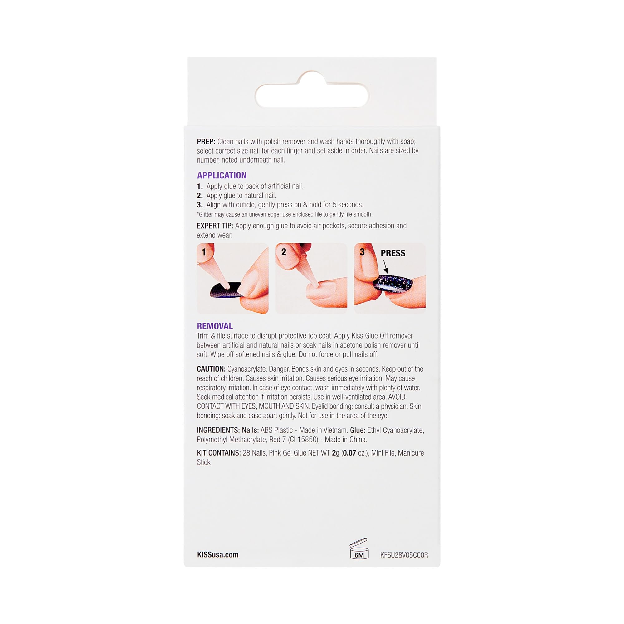 KISS Gel Fantasy Midnight Snacks Nails – Short Squoval Press-On Kit (28 Nails + Glue)