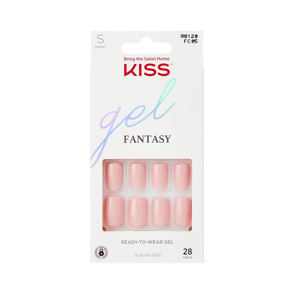KISS Gel Fantasy Midnight Snacks Nails – Short Squoval Press-On Kit (28 Nails + Glue)