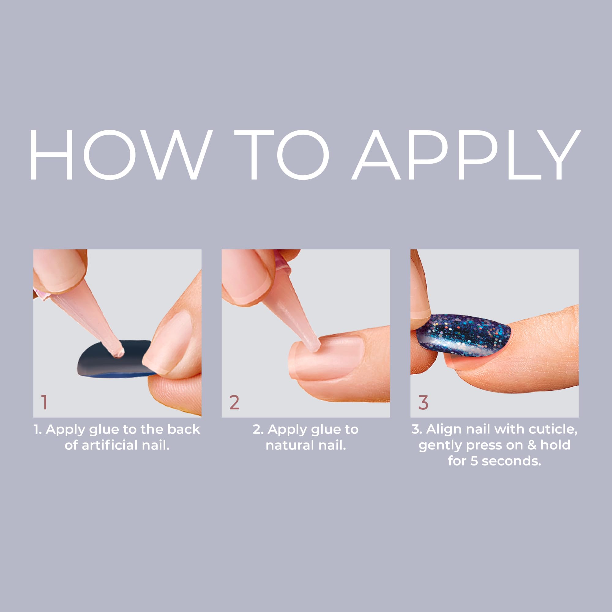 KISS Gel Fantasy Midnight Snacks Nails – Short Squoval Press-On Kit (28 Nails + Glue)