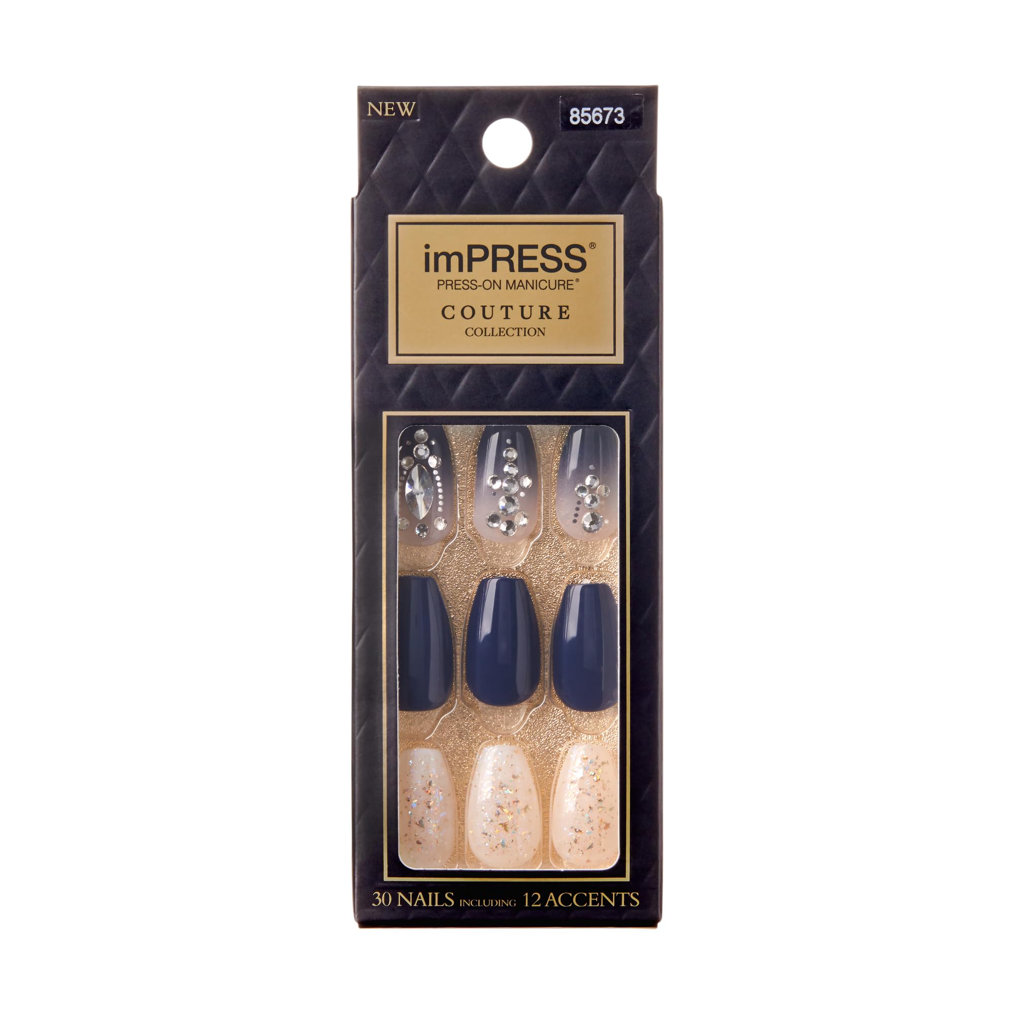 KISS imPRESS No Glue Pedi Press-On Pedicure – 24 Nails, Prep Pad & Mini File | Adhesive-Free