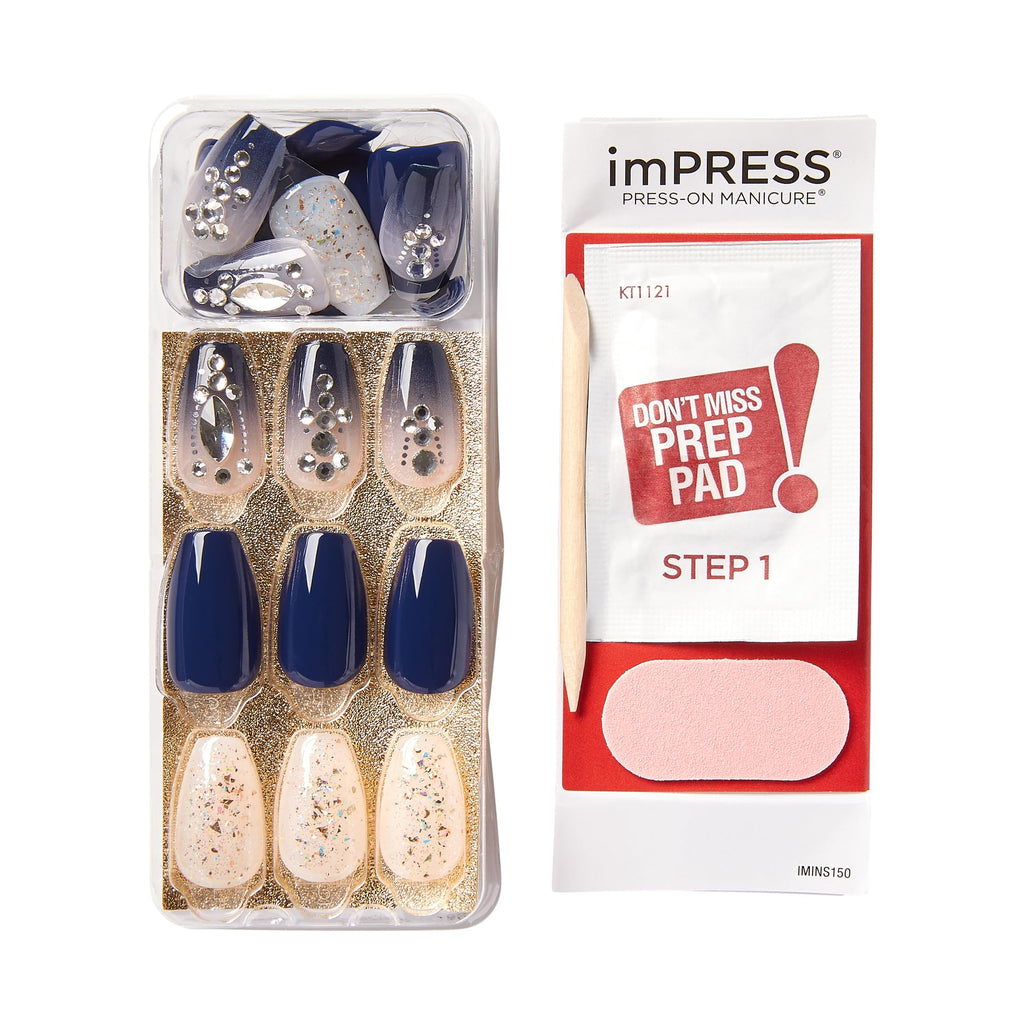 KISS imPRESS No Glue Pedi Press-On Pedicure – 24 Nails, Prep Pad & Mini File | Adhesive-Free
