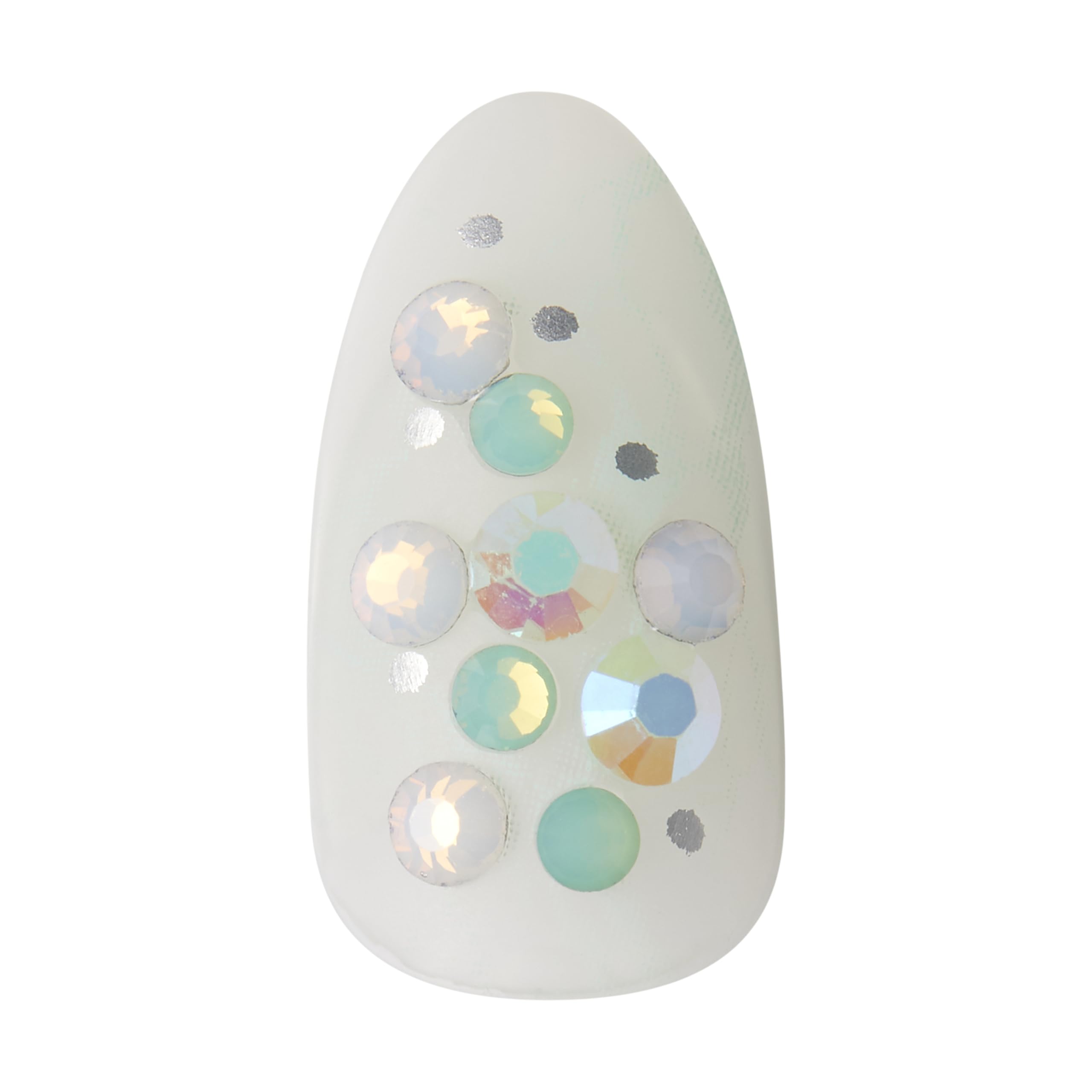 KISS imPRESS Press-On Manicure: Evergreen Mint Glitter, Medium Almond Nails, No Glue