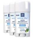 Kiss My Face Active Life Deodorant – Aluminum-Free, Fragrance-Free with Probiotics & Coconut Oil | 72 Hour Odor Control, 3-Pack