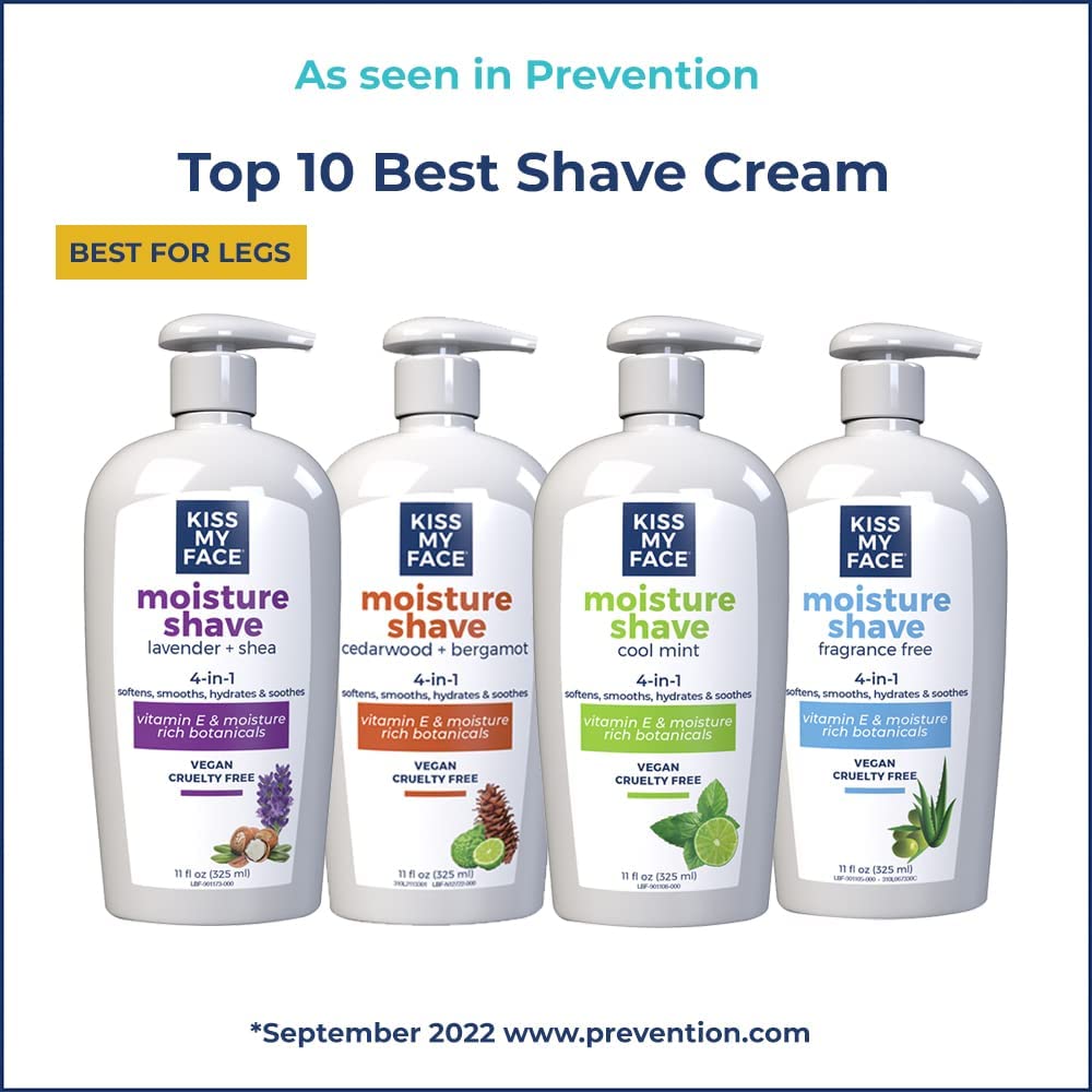 Kiss My Face Moisture Shave 11 oz Fragrance-Free 4-In-1 Pump (3 Pack)
