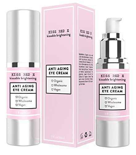 Kiss Red E Anti Aging Eye Cream – Vegan, Hydrating Eye Care for Dark Circles & Wrinkles – 1 oz