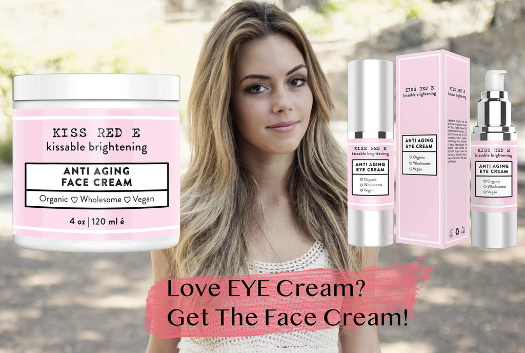 Kiss Red E Anti Aging Eye Cream – Vegan, Hydrating Eye Care for Dark Circles & Wrinkles – 1 oz