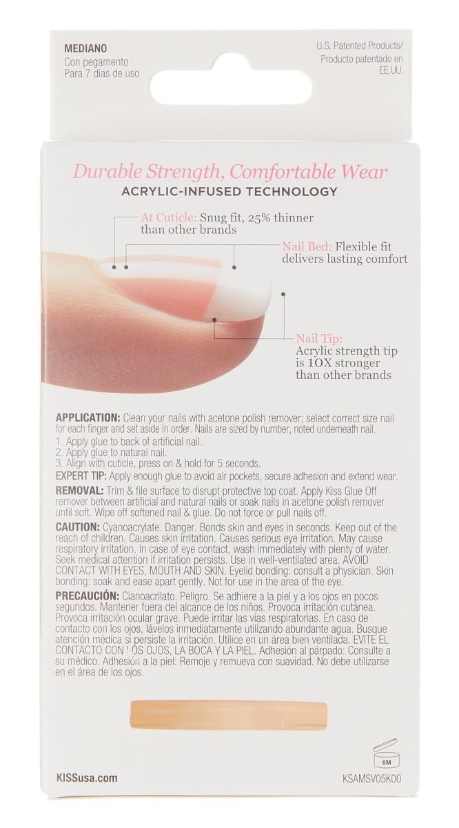 KISS Sugar Rush Medium Salon Acrylic French Kit (3-Pack) for Flawless French Nails