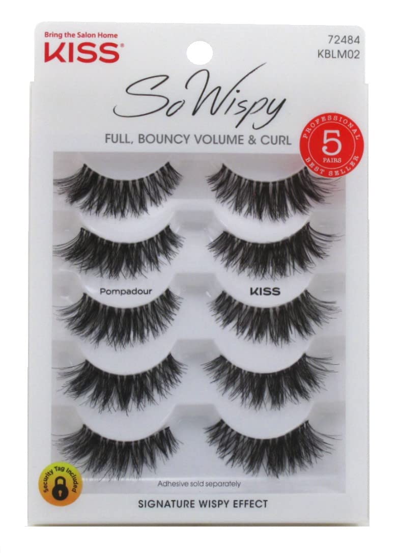 KISS So Wispy Pompadour Lashes – 5 Pairs (Pack of 3) | Full Volume & Curl