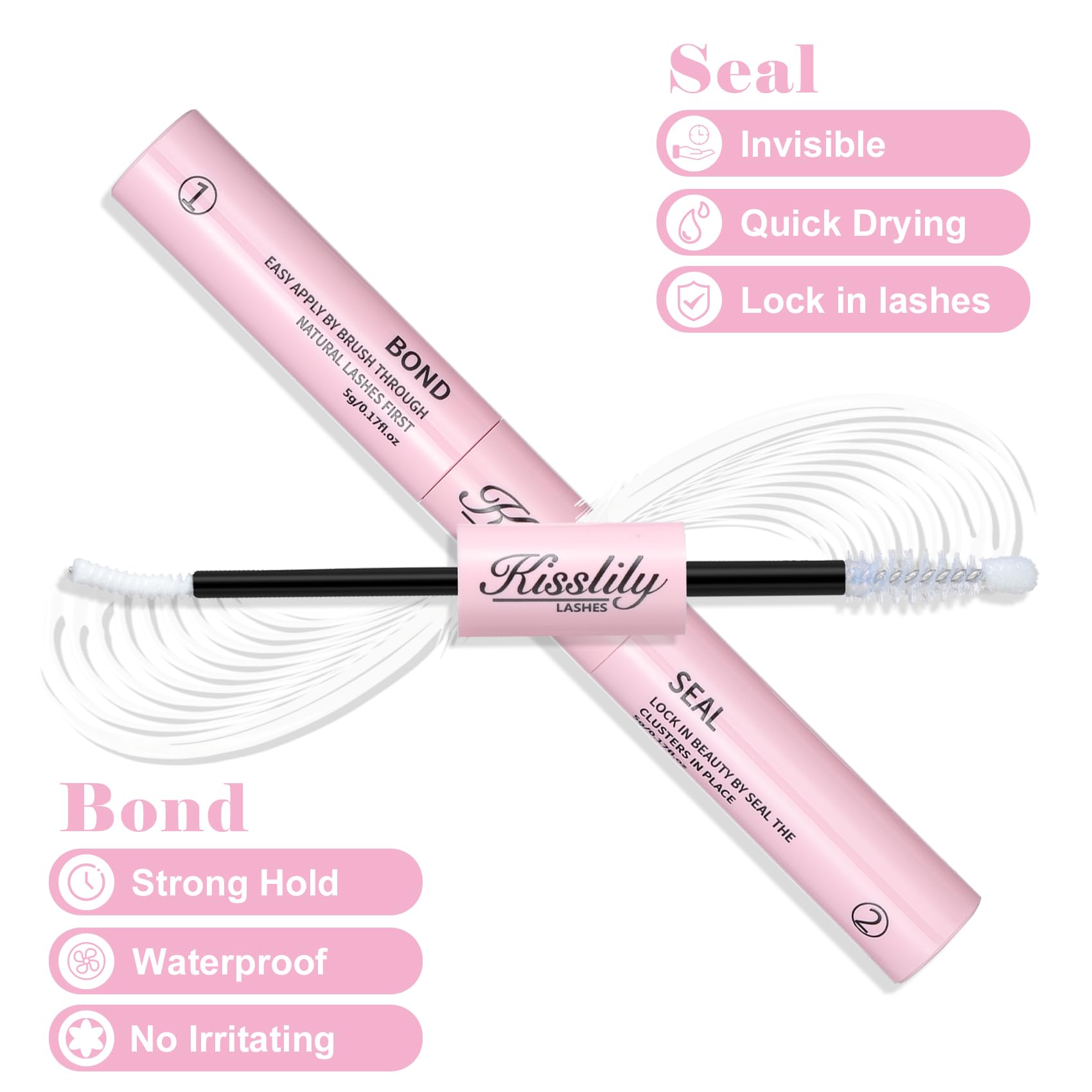 Kisslily Lash Cluster Glue Waterproof Bond and Seal – 2-in-1 Lash Adhesive, White