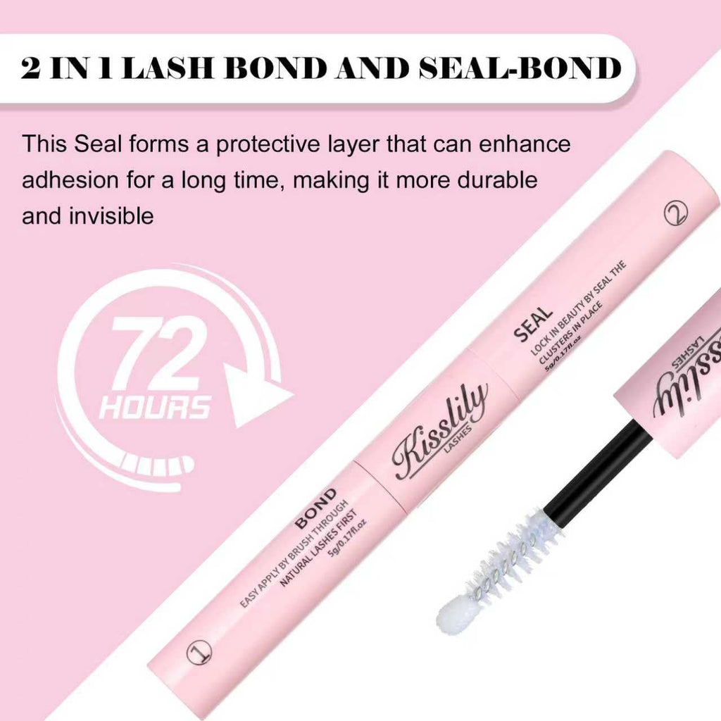 Kisslily Lash Cluster Glue – Waterproof 2-in-1 Bond & Seal Lash Adhesive (White & Black)