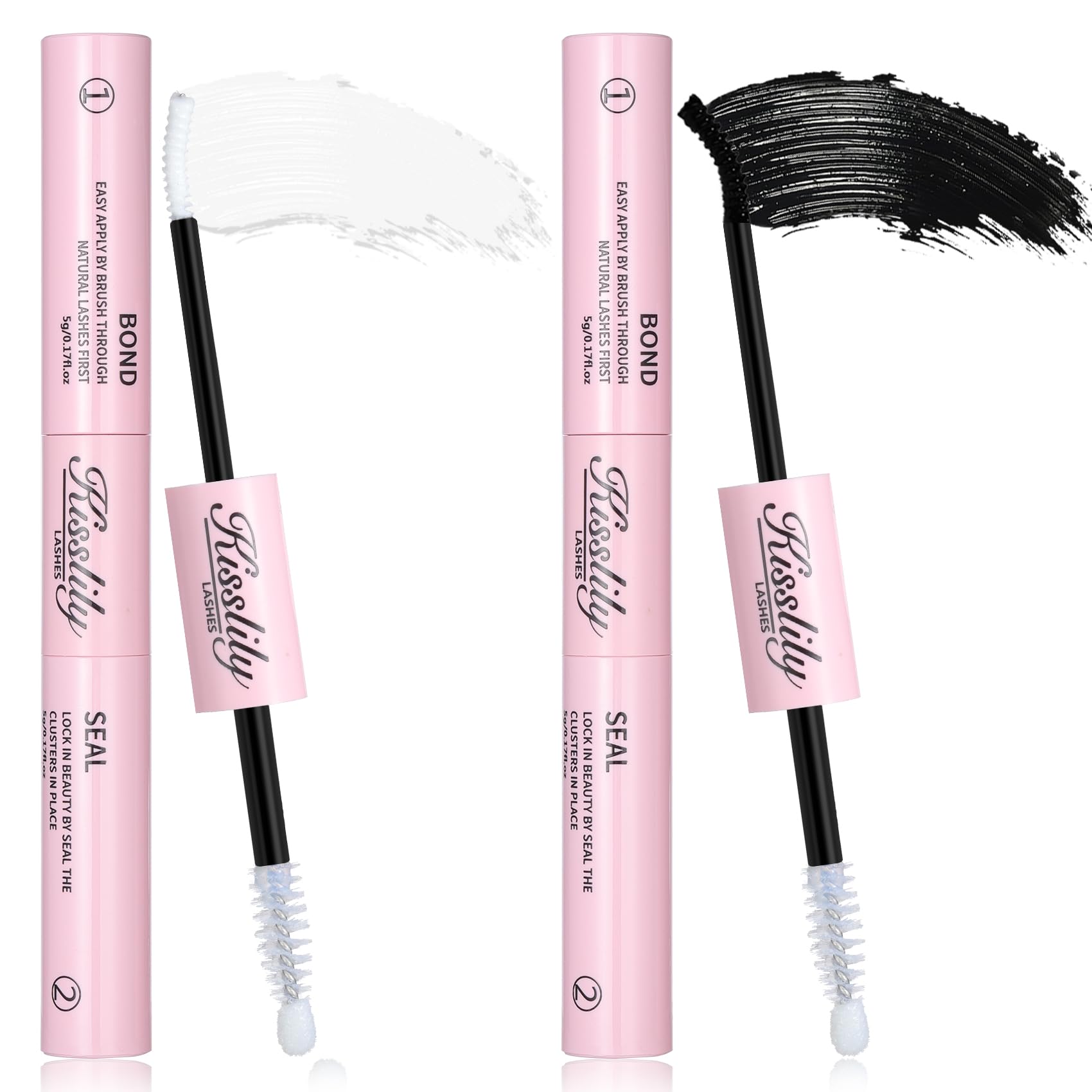 Kisslily Lash Cluster Glue – Waterproof 2-in-1 Bond & Seal Lash Adhesive (White & Black)