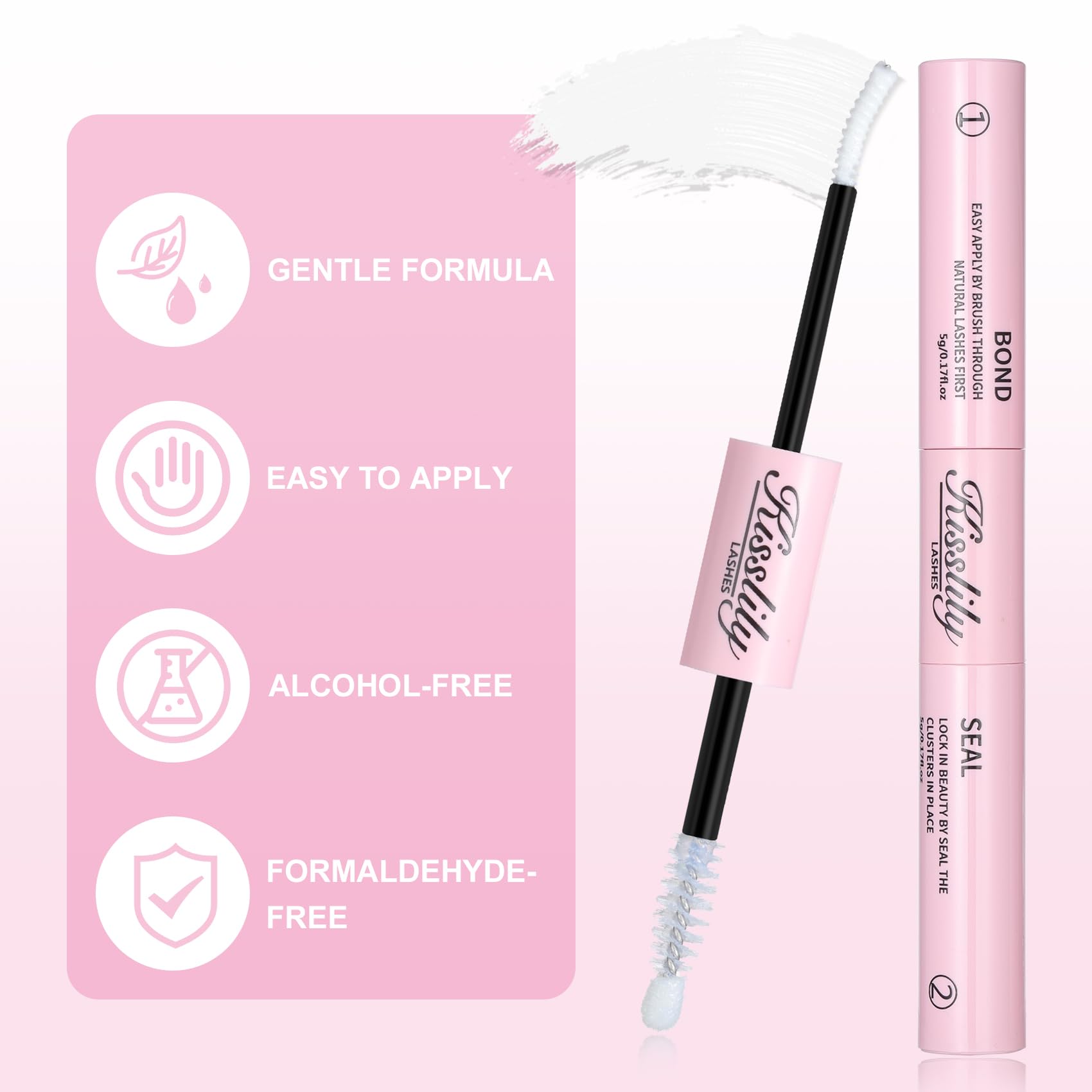 Kisslily Lash Cluster Glue Waterproof Bond and Seal – 2-in-1 Lash Adhesive, White