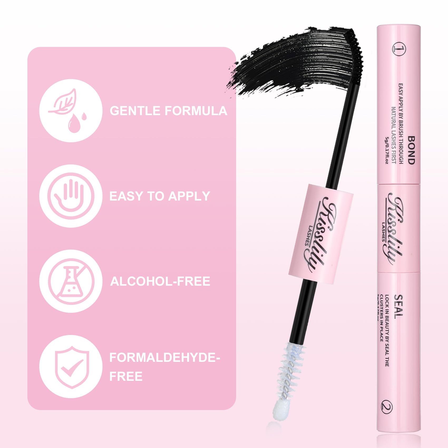 Kisslily Lash Cluster Glue – Waterproof 2-in-1 Bond & Seal Lash Adhesive (White & Black)