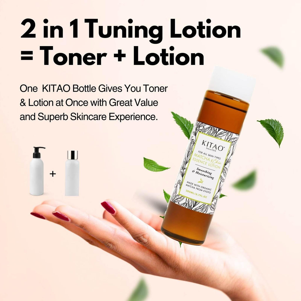 KITAO Facial Moisturizing Lotion – Matcha, Quinoa & Chia – 2-in-1 Lotion & Toner, 6.7 fl oz (Japan)