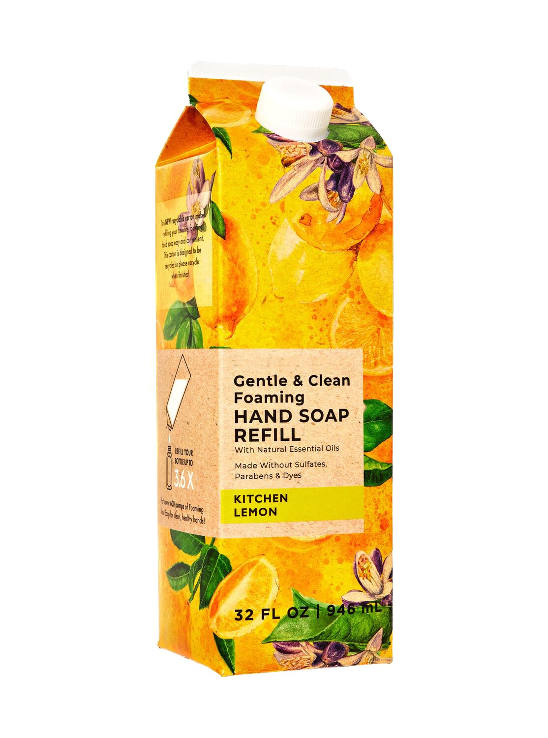 Kitchen Lemon Hand Soap Refill – 32 oz XL Foaming Refill for Bath & Body Bottles