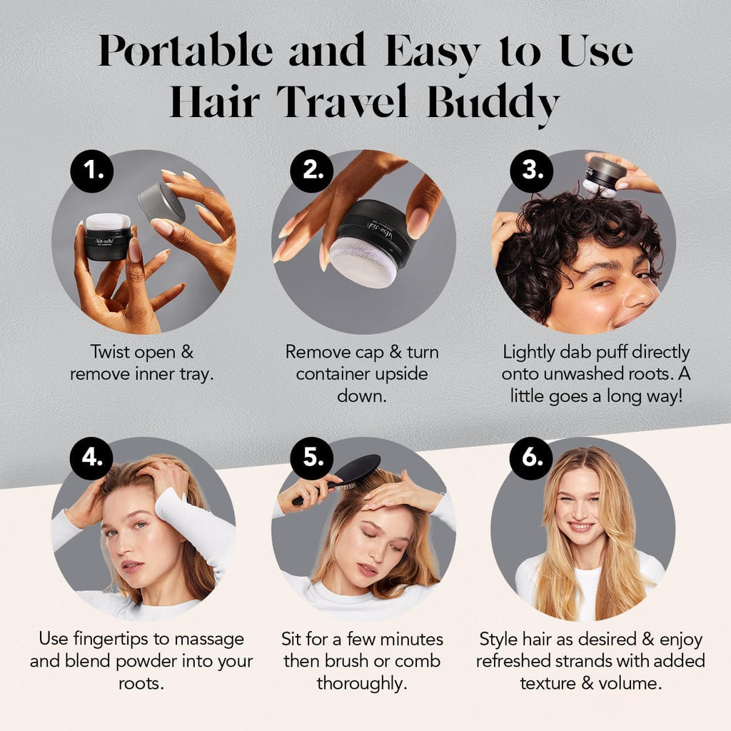 Kitsch Dry Shampoo Powder for Dark Hair – Unscented, Volumizing 8g Travel Size | No White Cast