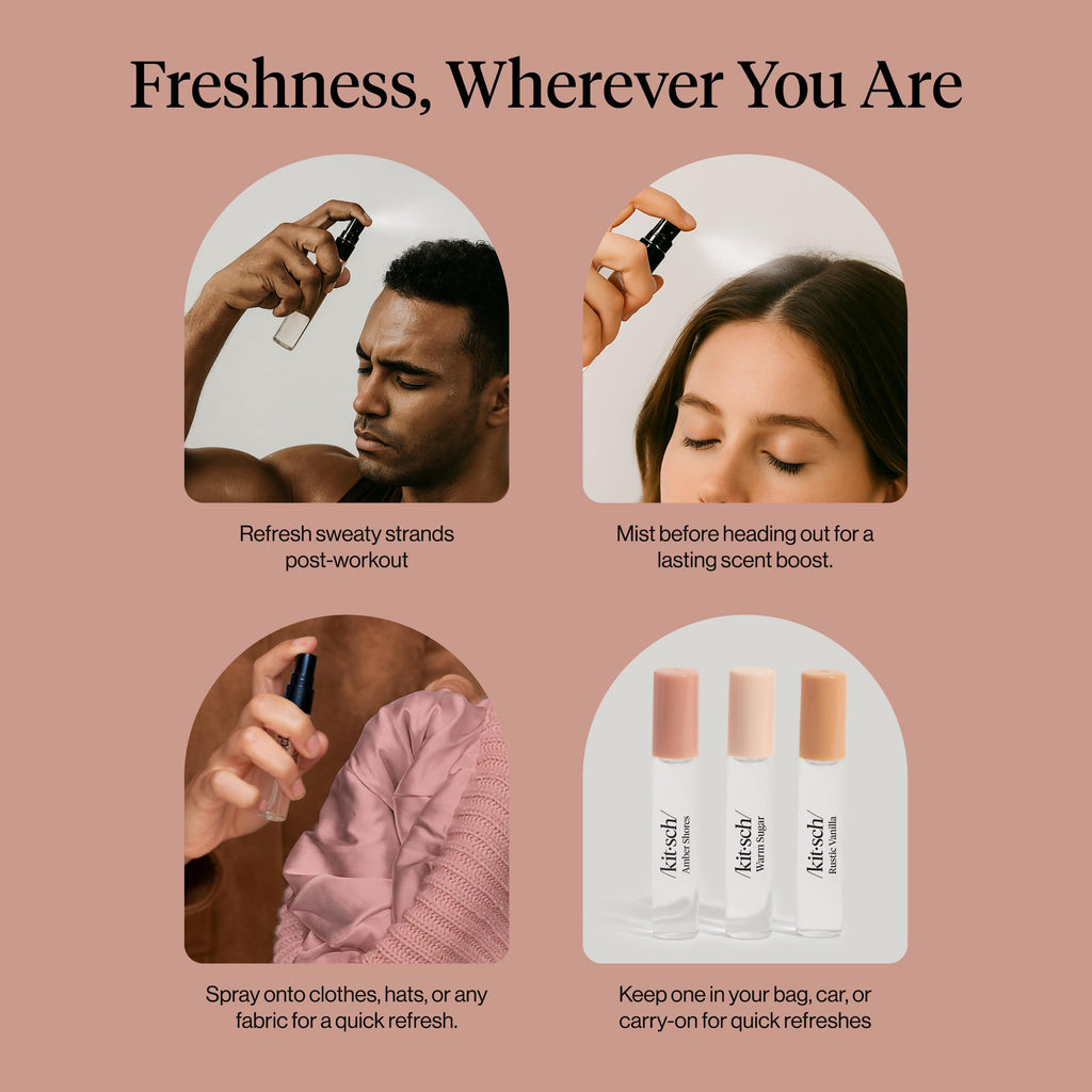 Kitsch Hair Perfume Trio Set – 3x10mL with Odor-Eliminating Technology | Hair & Pillow Mist