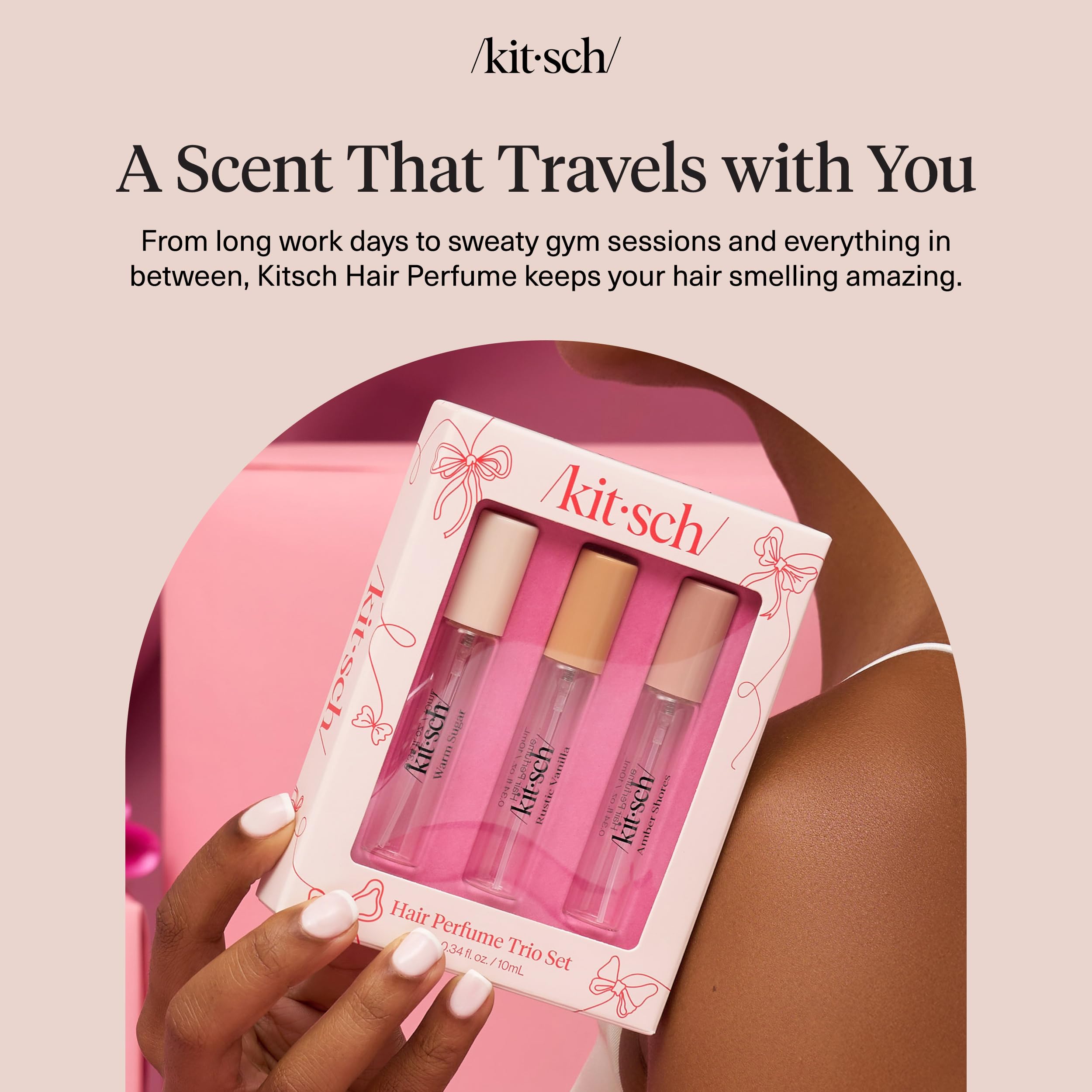 Kitsch Hair Perfume Trio Set – 3x10mL with Odor-Eliminating Technology | Hair & Pillow Mist
