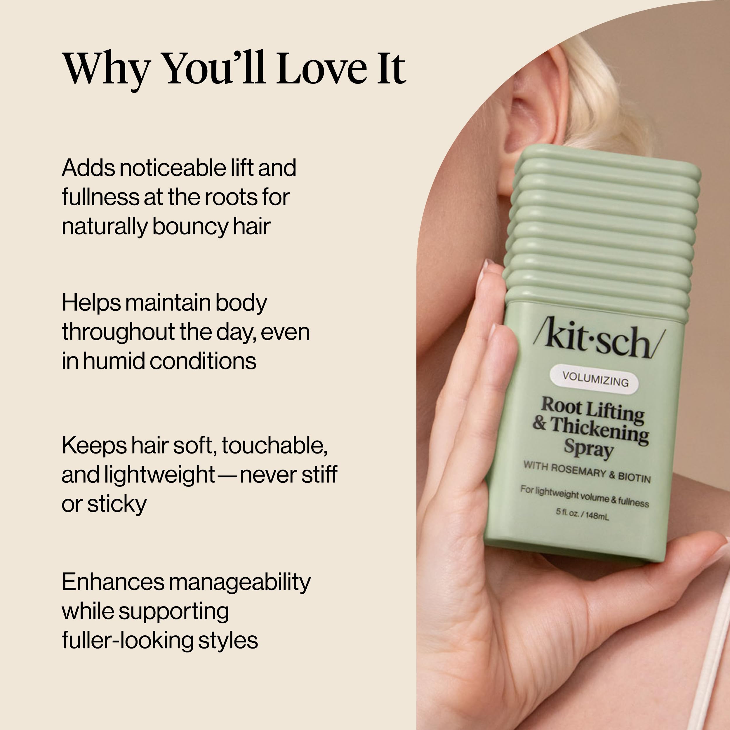 Kitsch Root Lifting Spray for Fine Hair – Lightweight Volumizing Spray with Rosemary & Biotin