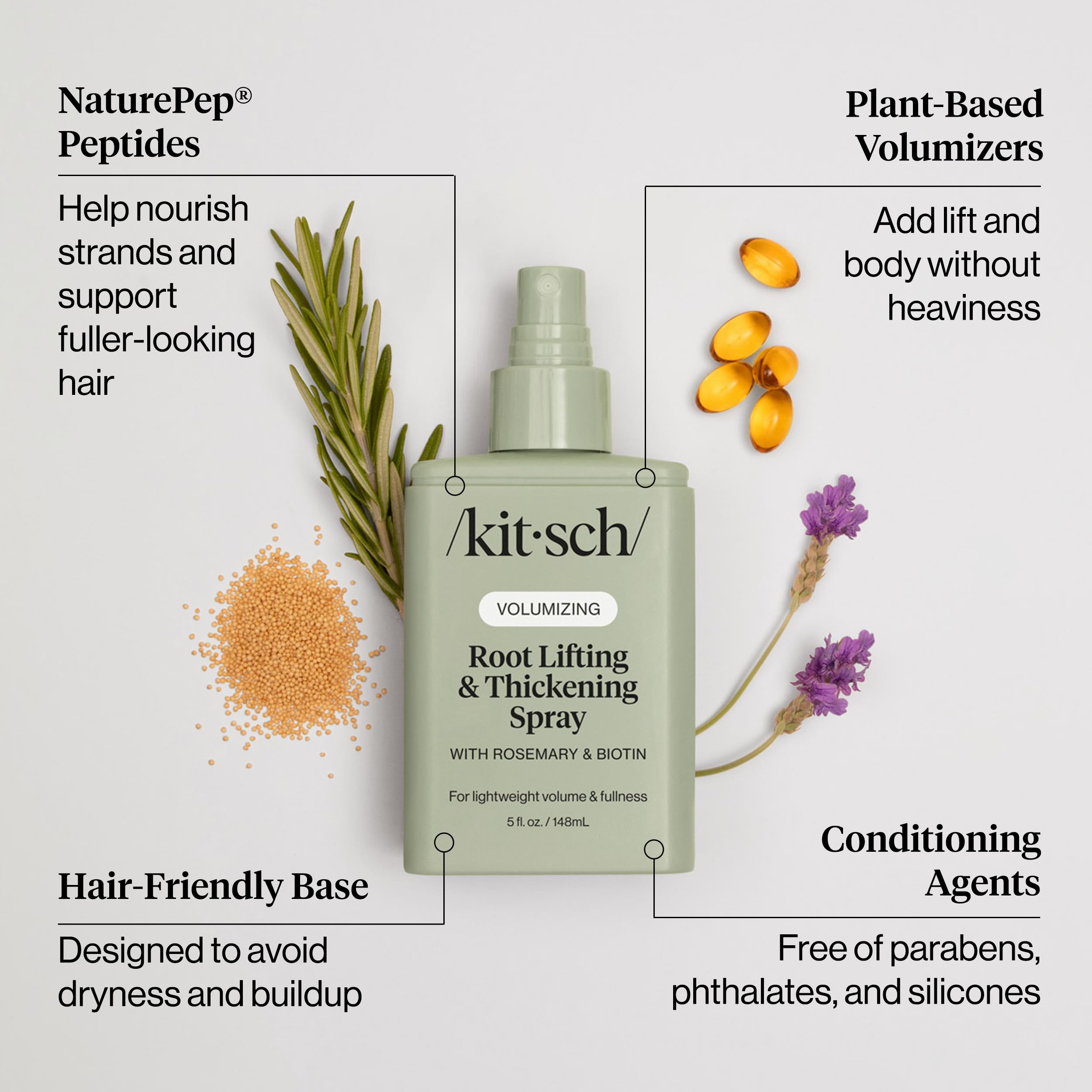 Kitsch Root Lifting Spray for Fine Hair – Lightweight Volumizing Spray with Rosemary & Biotin
