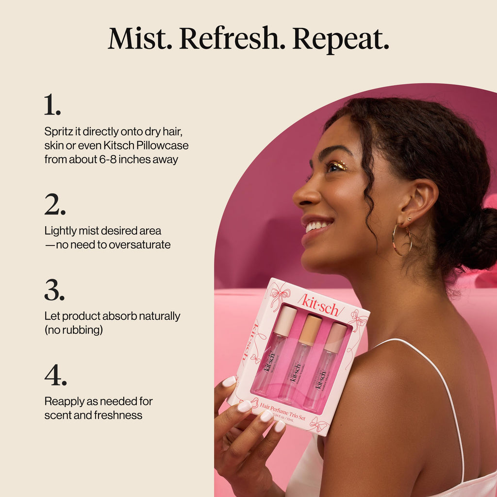 Kitsch Hair Perfume Trio Set – 3x10mL with Odor-Eliminating Technology | Hair & Pillow Mist