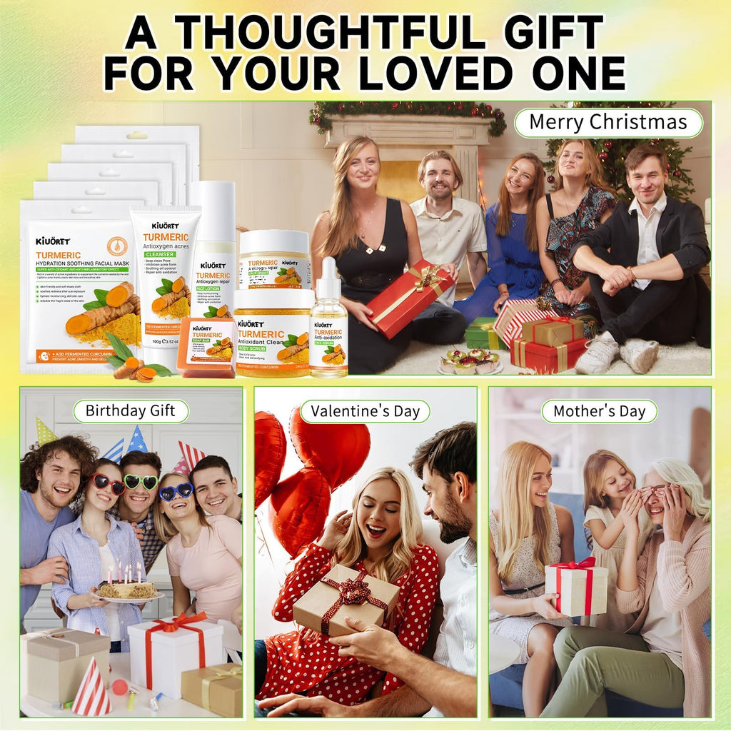 KIUORET Turmeric 11-Piece Skin Care Set | Hydration & Acne Support