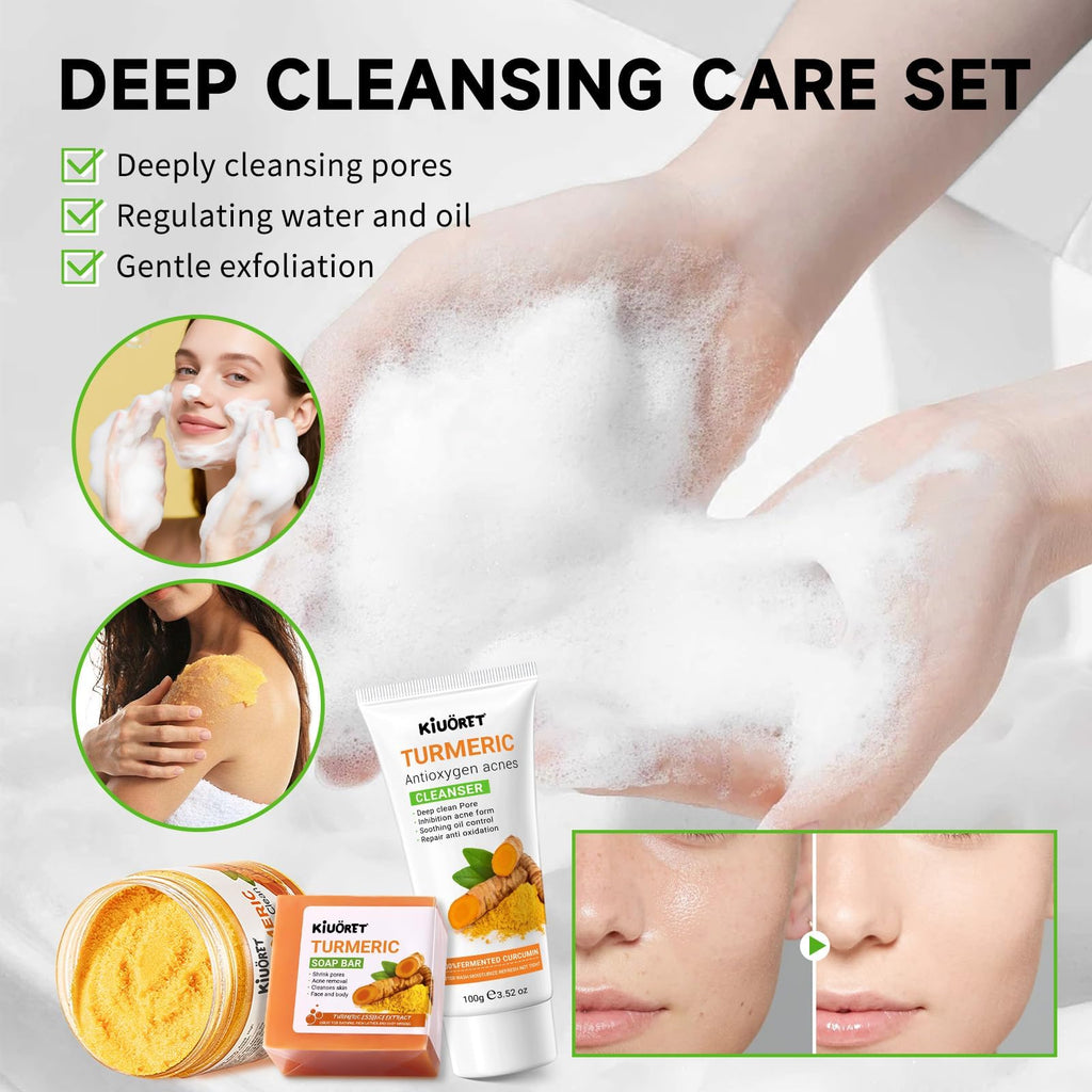 KIUORET Turmeric 11-Piece Skin Care Set | Hydration & Acne Support