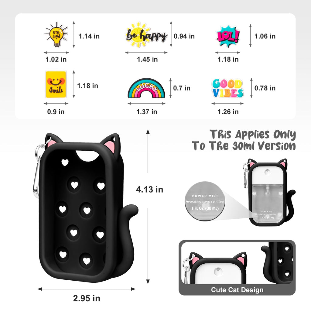 Kivzex Cat Silicone Case for Touchland 1oz Hand Sanitizer — Keychain & Charms