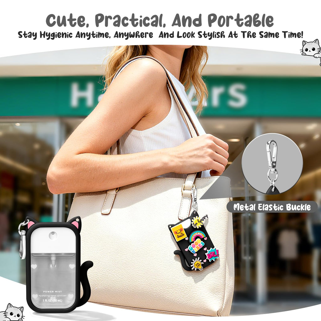 Kivzex Cat Silicone Case for Touchland 1oz Hand Sanitizer — Keychain & Charms