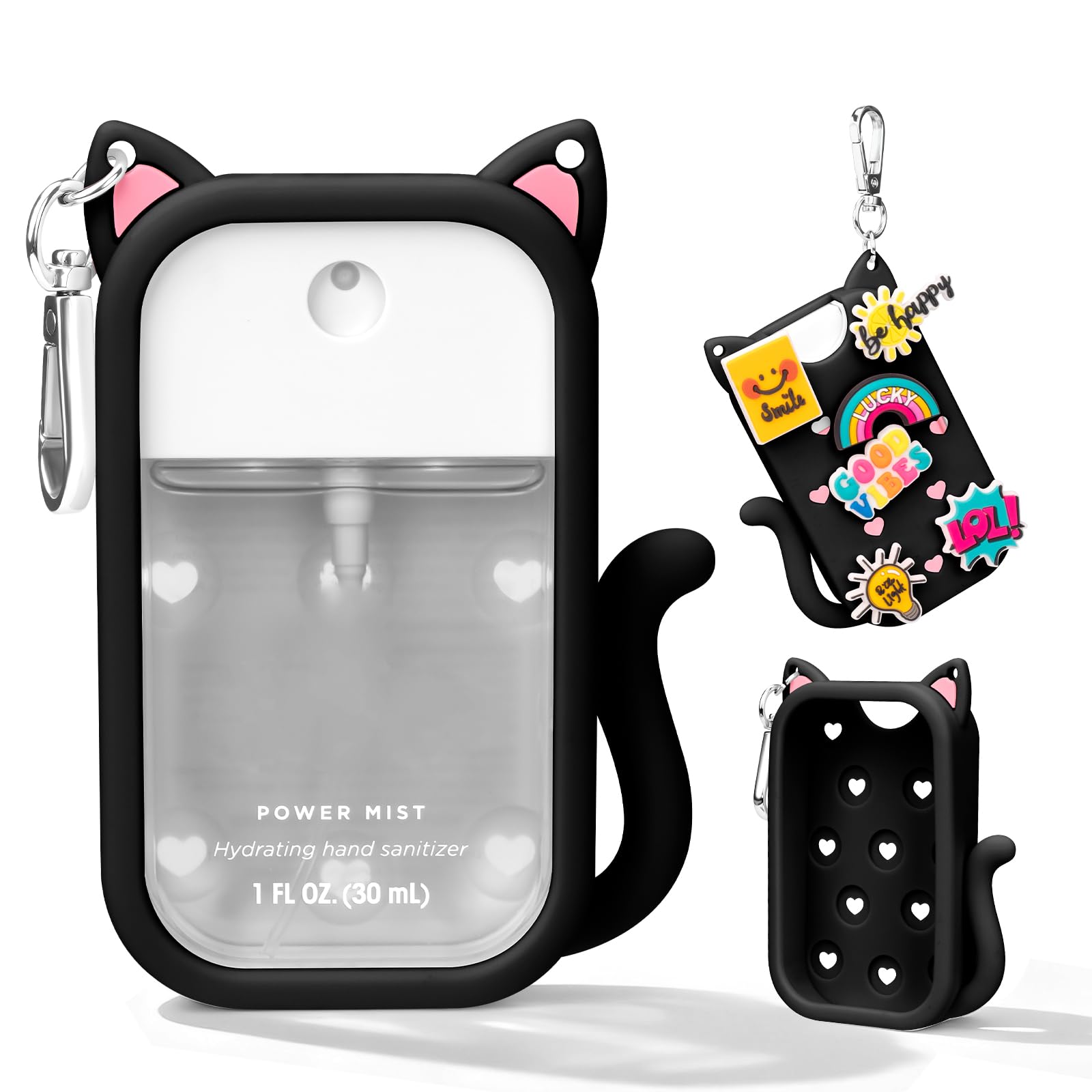Kivzex Cat Silicone Case for Touchland 1oz Hand Sanitizer — Keychain & Charms