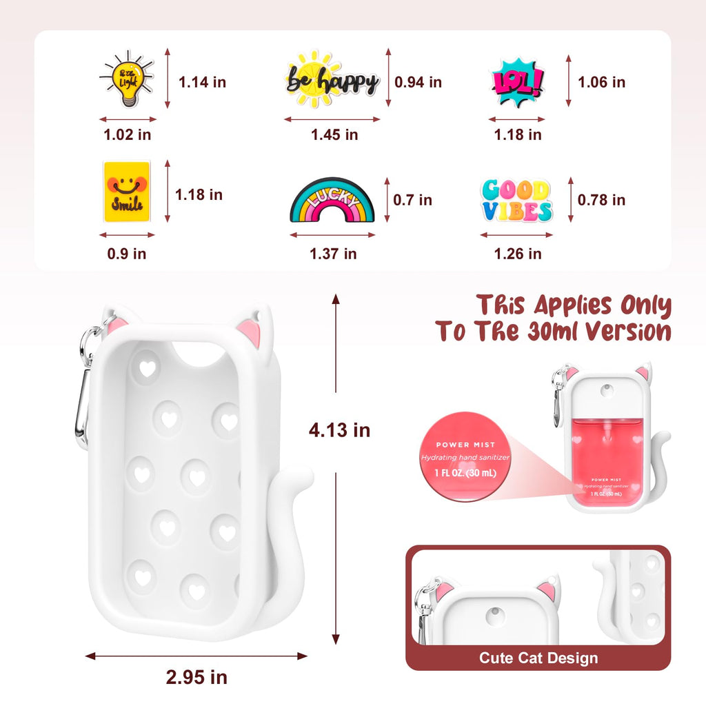 Kivzex Cat Silicone Case for Touchland 1oz Spray – Keychain Travel Cover (Power Mist & Glow Mist)