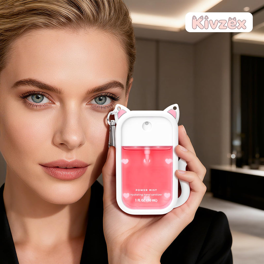 Kivzex Cat Silicone Case for Touchland 1oz Spray – Keychain Travel Cover (Power Mist & Glow Mist)