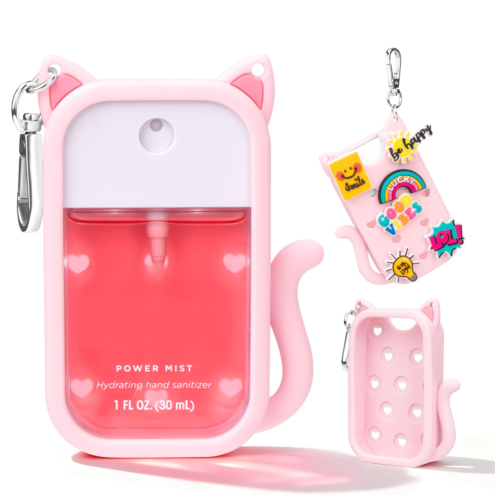 Kivzex Cat Silicone Case for Touchland 1oz Spray – Power Mist & Glow Mist, Pink