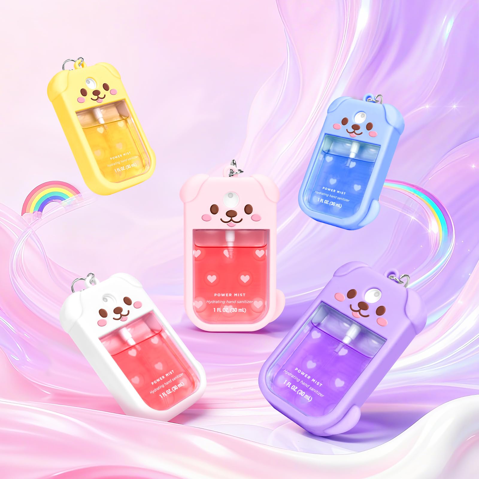 Kivzex Dog Silicone Case for Touchland 1oz Sprays - Pink, Keychain Clip, Fits Power Mist & Glow Mist