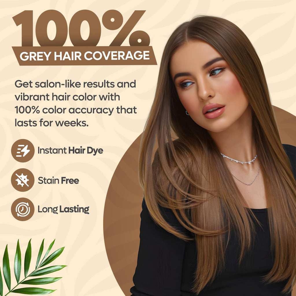 Kiwinz Professional Hair Color Shampoo – 5 in 1, Ammonia-Free, Instant Grey Coverage (Light Brown) – 500ml