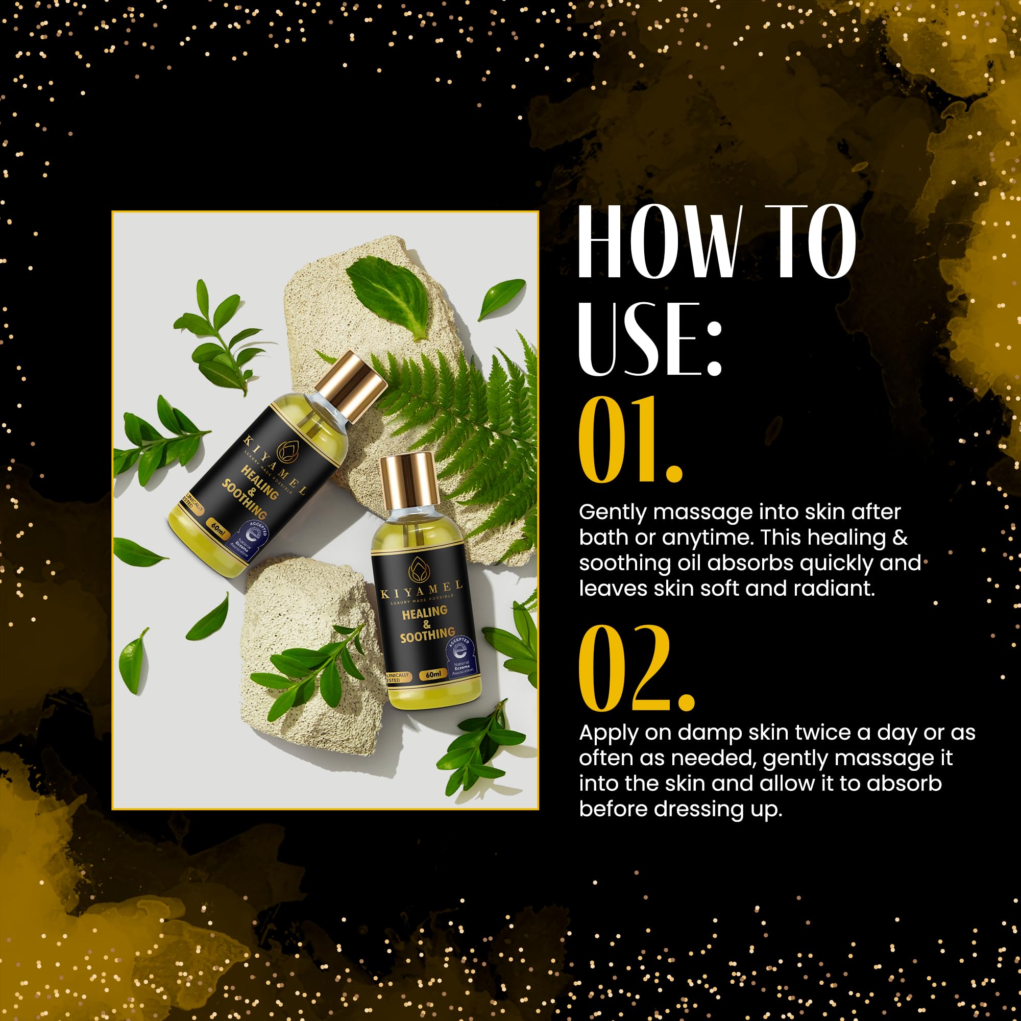 KIYAMEL Healing & Soothing Essential Oils for Dry Skin – Vitamin E Argan Jojoba Body Oil