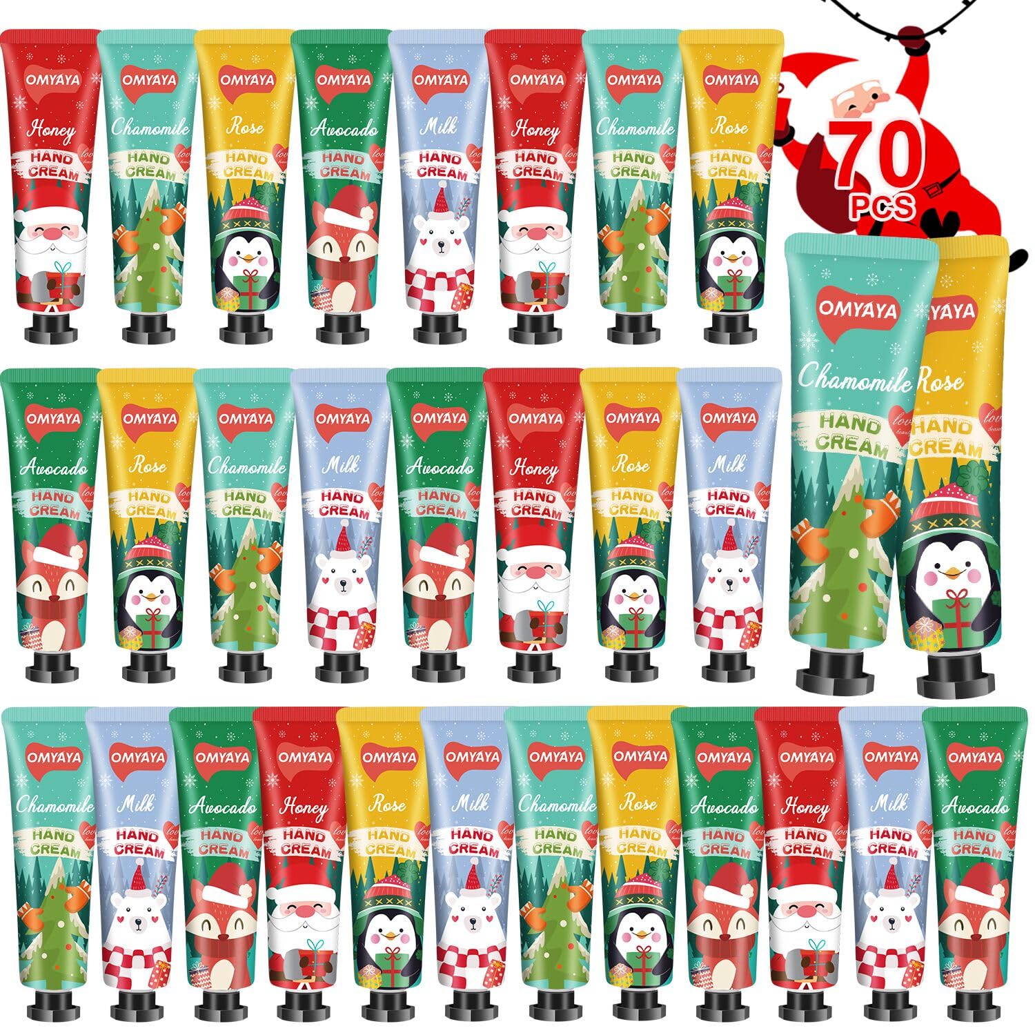 KIYTARBOO 70-Pack Christmas Hand Cream Gift Set – Moisturizing Mini Lot for Stocking Stuffers