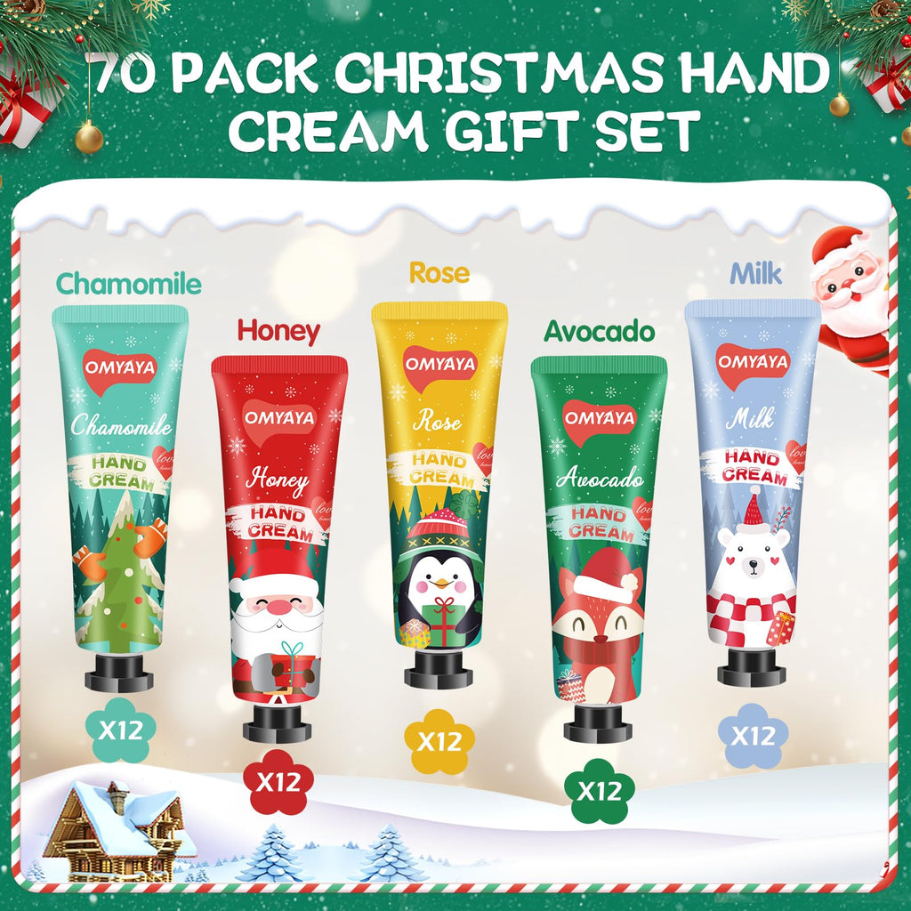KIYTARBOO 70-Pack Christmas Hand Cream Gift Set – Moisturizing Mini Lot for Stocking Stuffers