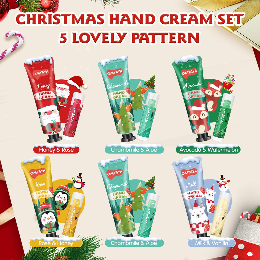 KIYTARBOO Christmas Bulk Gifts for Women – Lip Balm & Hand Cream Set with Organza Bag