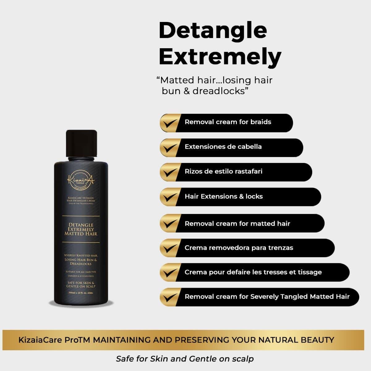 KizaiaCare Ultimate Matted Hair Detangler - Painless Detangling for All Hair Types | Adults & Children