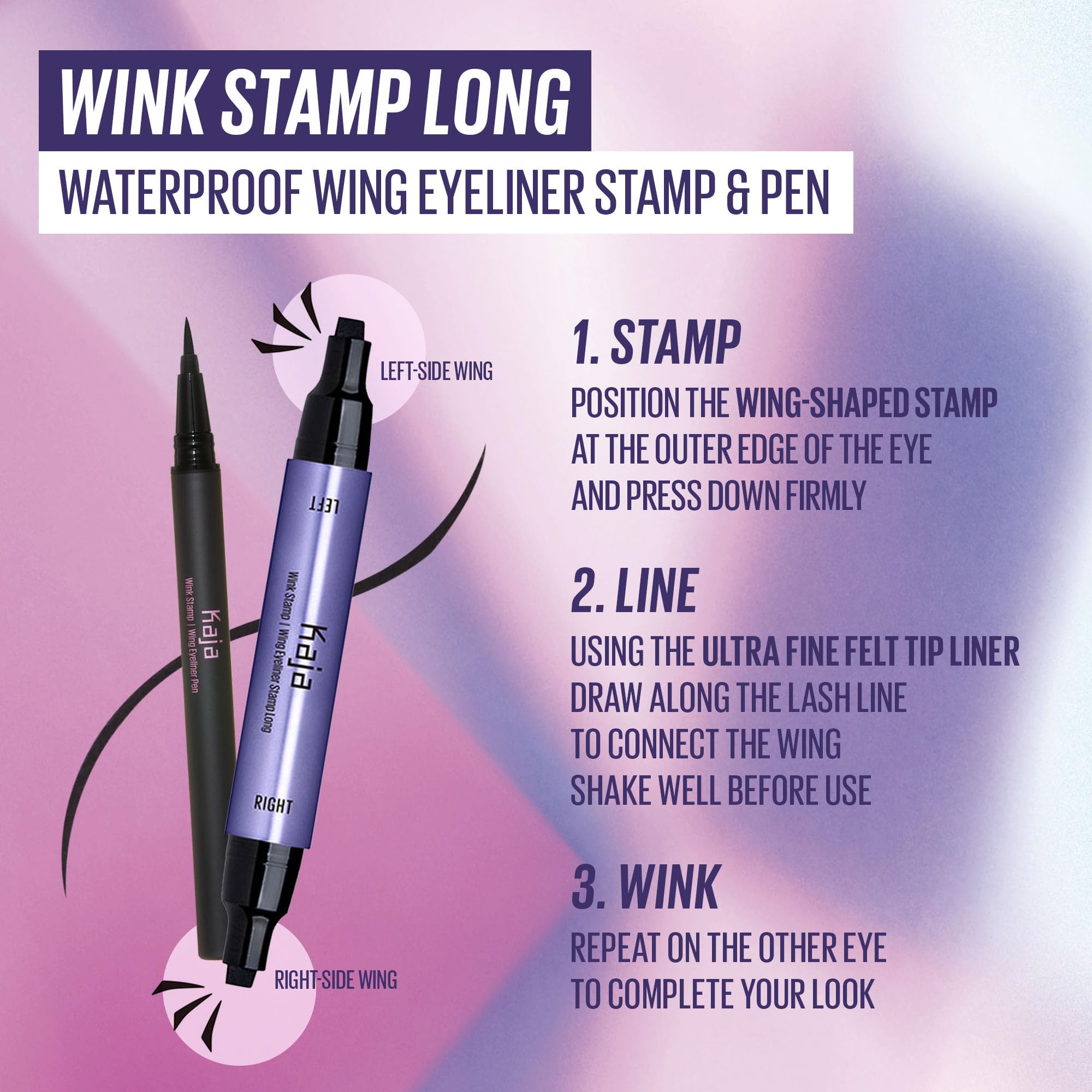 Kaja Winged Eyeliner Set - Wink Stamp Long | Avocado Extract, Waterproof & Smudge-Proof