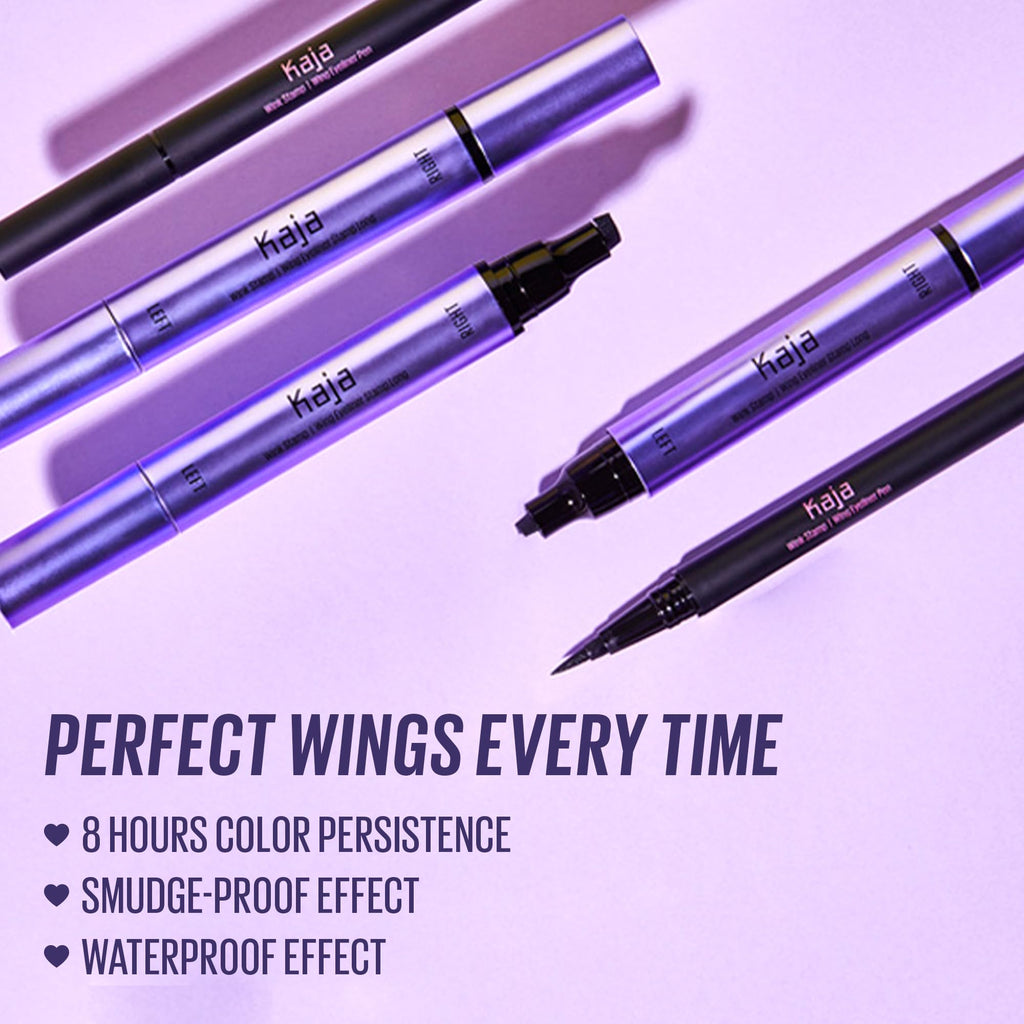 Kaja Winged Eyeliner Set - Wink Stamp Long | Avocado Extract, Waterproof & Smudge-Proof