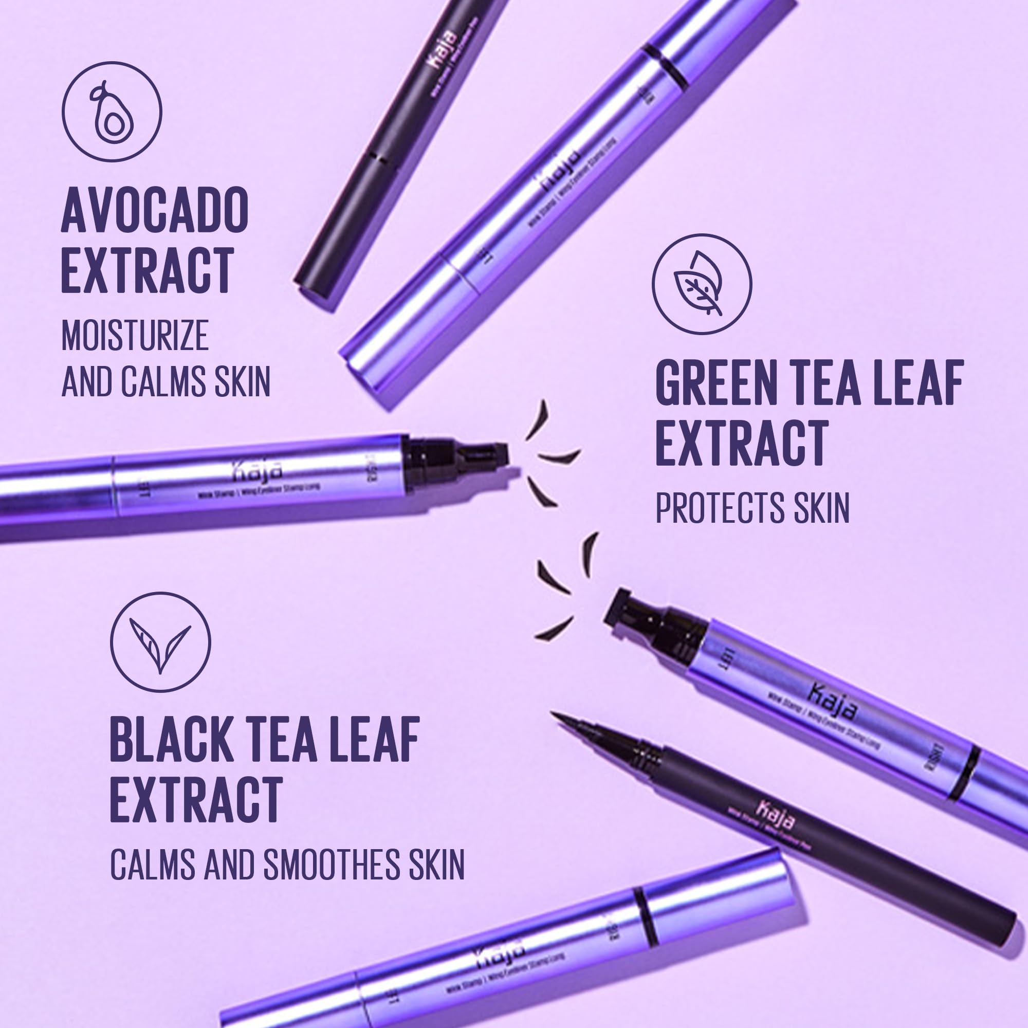 Kaja Winged Eyeliner Set - Wink Stamp Long | Avocado Extract, Waterproof & Smudge-Proof