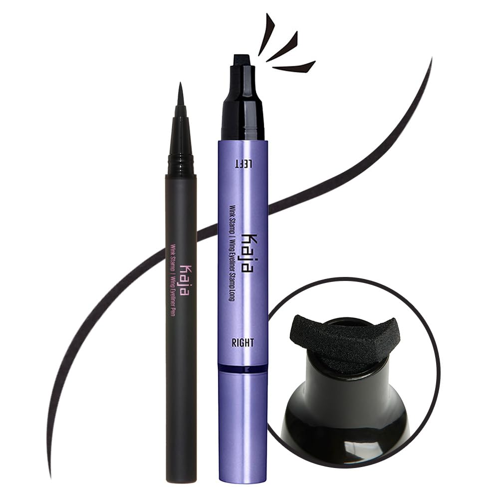 Kaja Winged Eyeliner Set - Wink Stamp Long | Avocado Extract, Waterproof & Smudge-Proof
