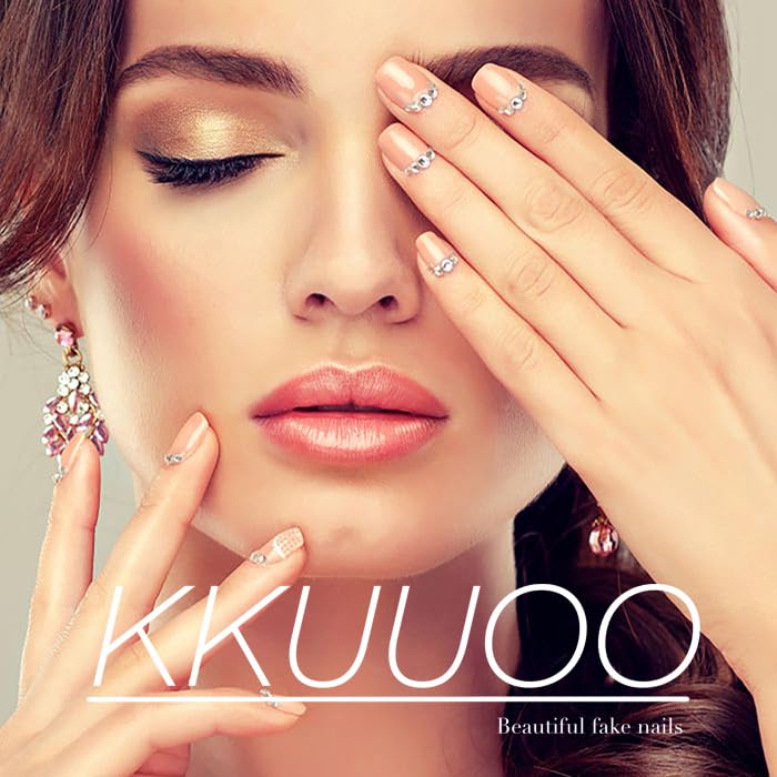 KKUUOO 4 Pack Cat Eye Stiletto Press On Nails – Long Glitter Gradient, 96 Pcs