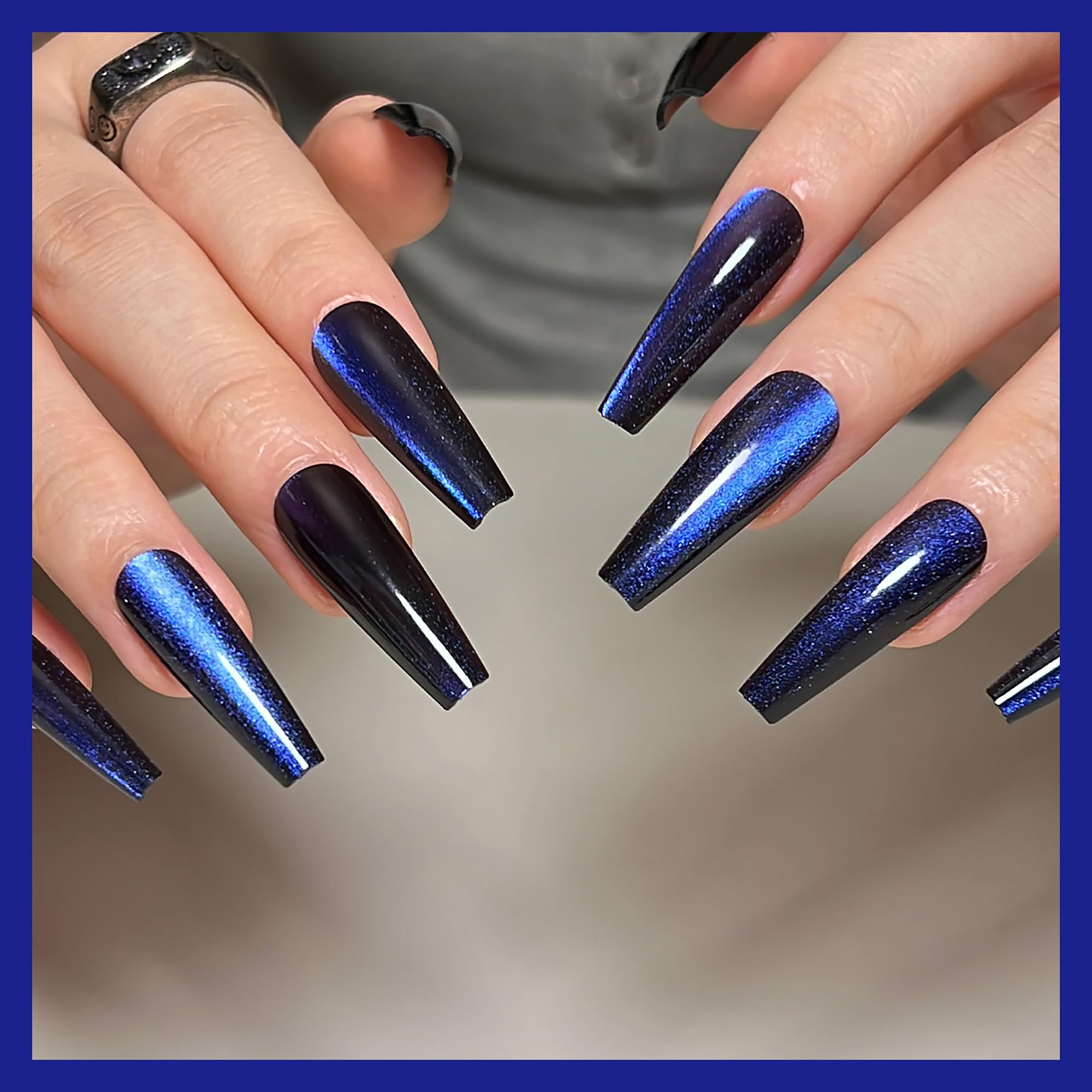 KKUUOO 4 Pack Long Coffin Gradient & Glitter Nails – 96pcs, 12 Sizes, 4 Styles | Full Cover Press-On Nails