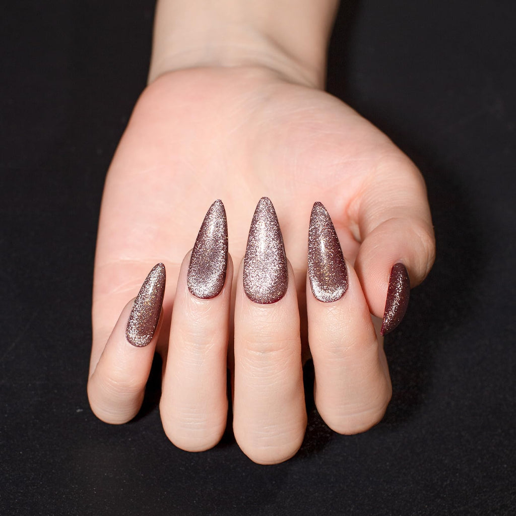 KKUUOO 4Pack Handmade Press On Nails — Velvet & Gradient, 96 Pcs Full Cover Glossy Nails