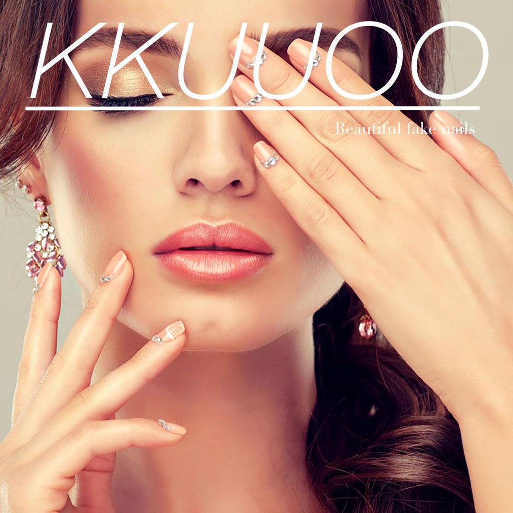 KKUUOO 4Pack Handmade Press On Nails — Velvet & Gradient, 96 Pcs Full Cover Glossy Nails