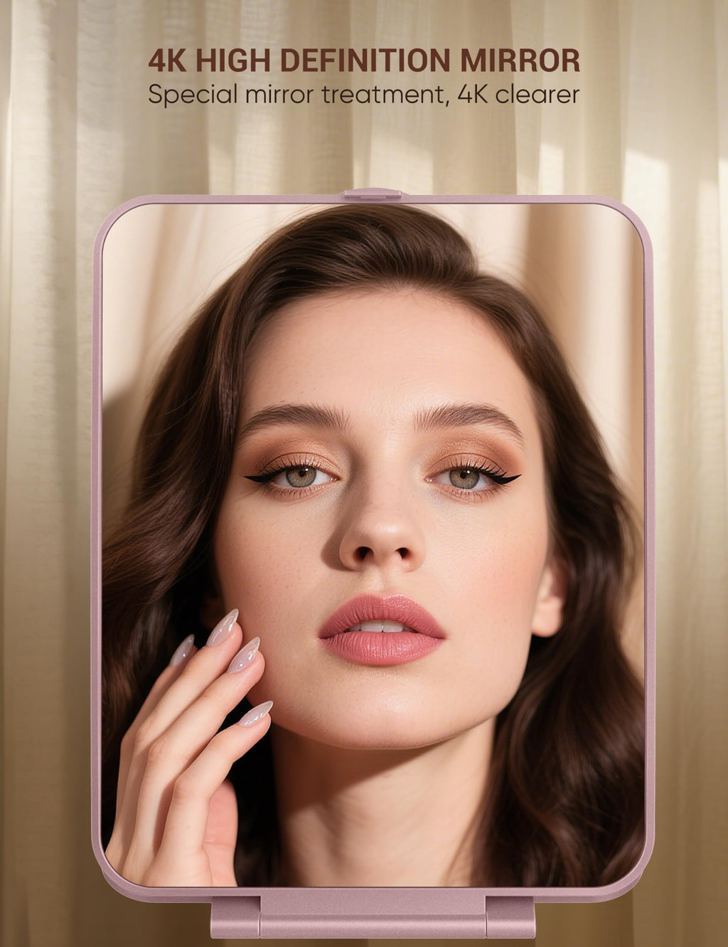 klarh Travel Makeup Mirror 1X/10X Magnification – Rose Pink, Portable Folding Tabletop Vanity (No LED)